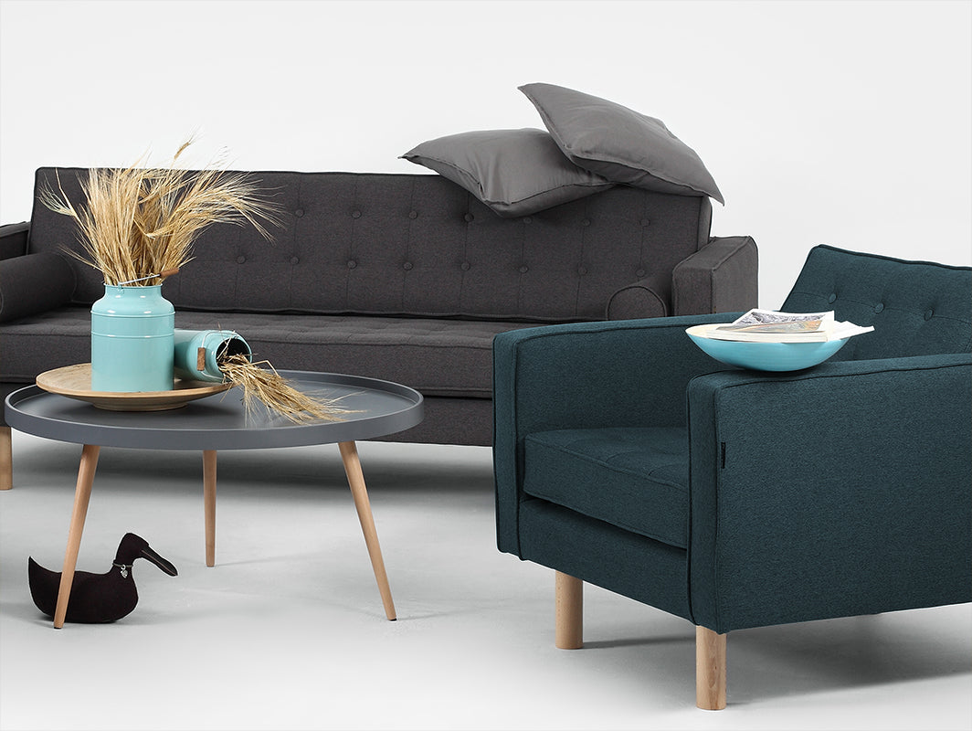 Trivietė sofa TOPIC WOOD - plieninis(et91), natūralus