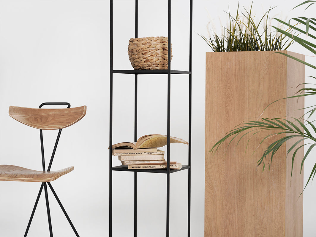 Knygų lentyna TENSIO PILLAR 5F 230x30 - juoda