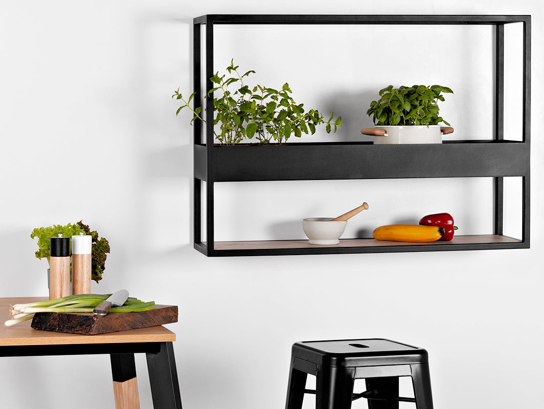 Pakabinama knygų spinta HERBARIUM 100 - ąžuolo spalva(3395), juodas