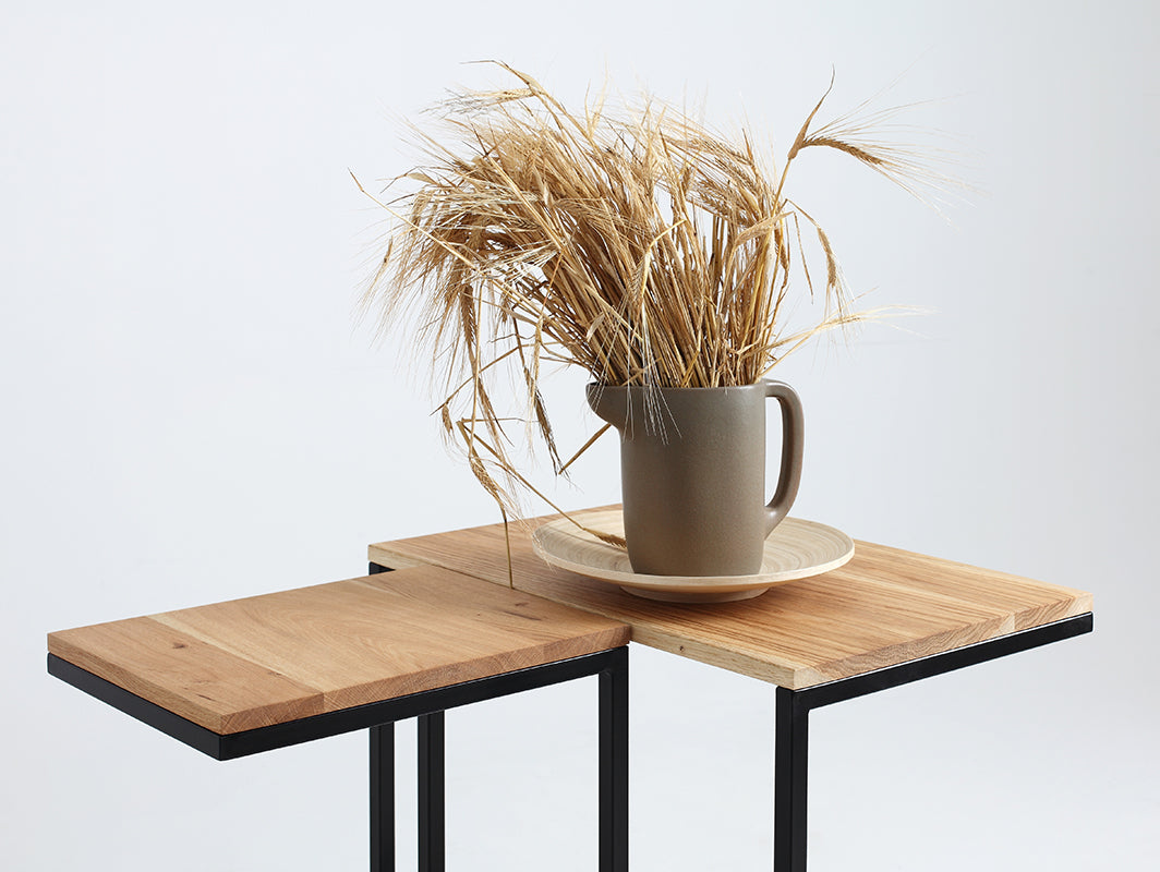Šoninis staliukas LUPE SOLID WOOD 30 - ąžuolas, juodas