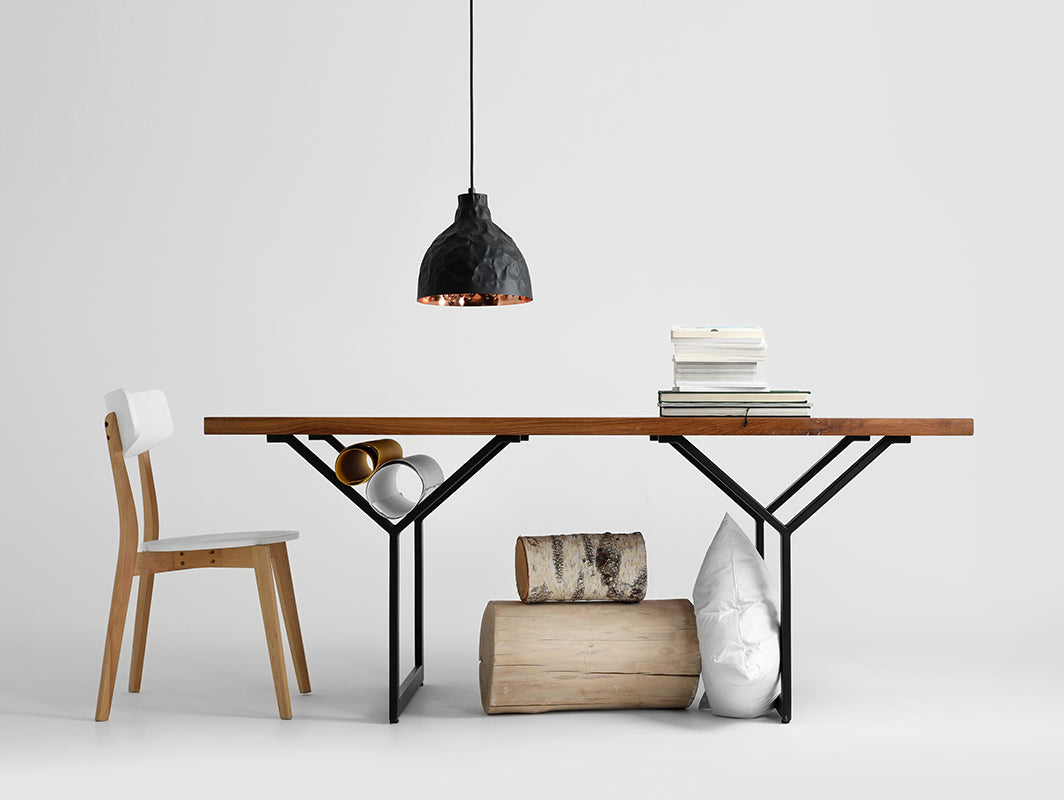 Valgomojo stalas LONGO SOLID WOOD - ąžuolas, juodas