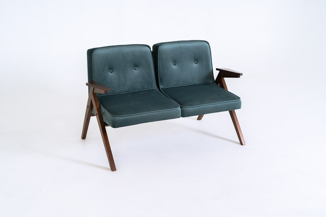 Dvivietė sofa VINC - mėlynė(rv87), riešutmedžio