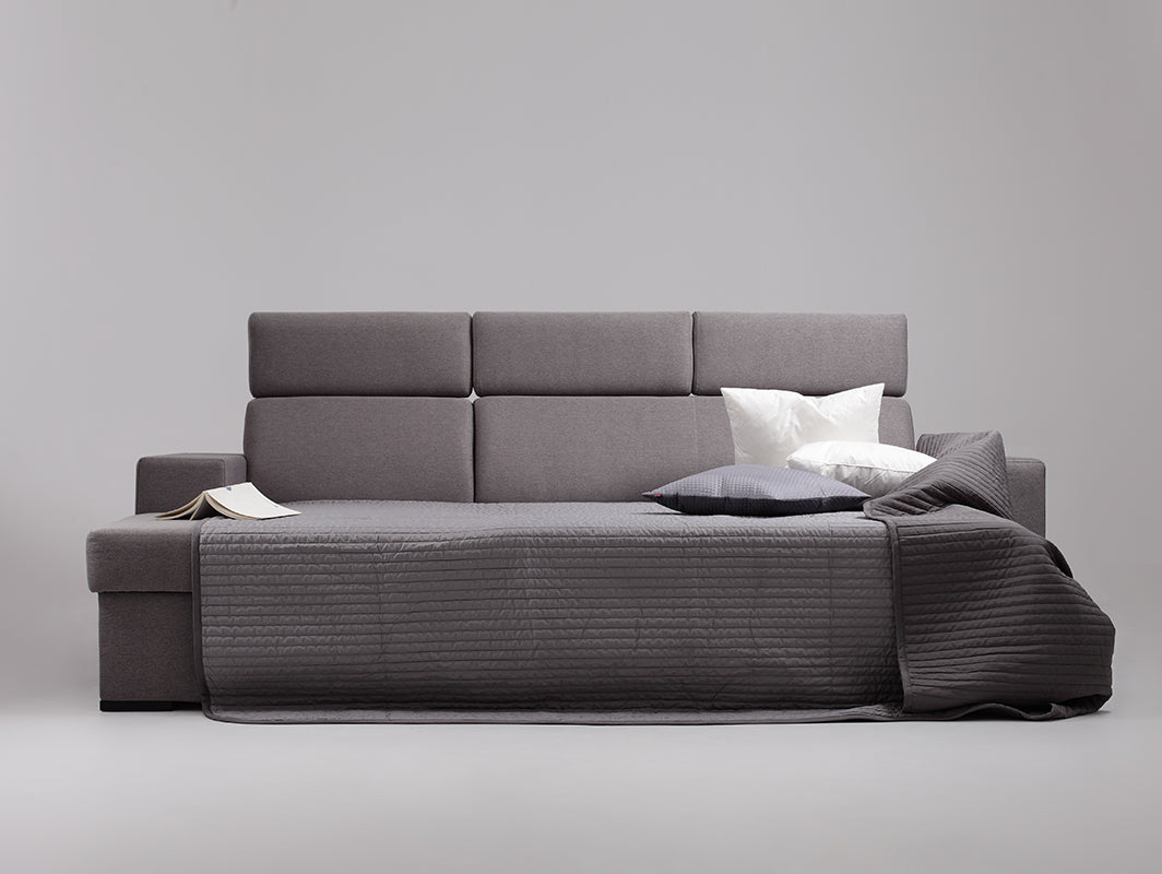 Kampinė sofa-lova ATLANTICA L - plieninis(et91), riešutas