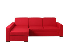 Sofa kampinė lova LOZIER L - kruvinai raudona(et60), riešutmedžio