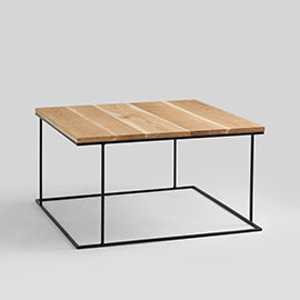 Kavos staliukas WALT SOLID WOOD 100x100 - ąžuolas, juodas