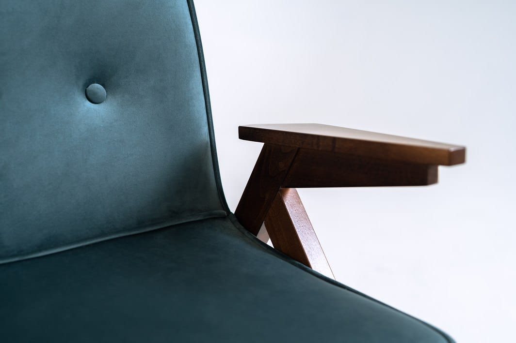 Fotelis VINC - mėlynė(rv87), riešutmedis