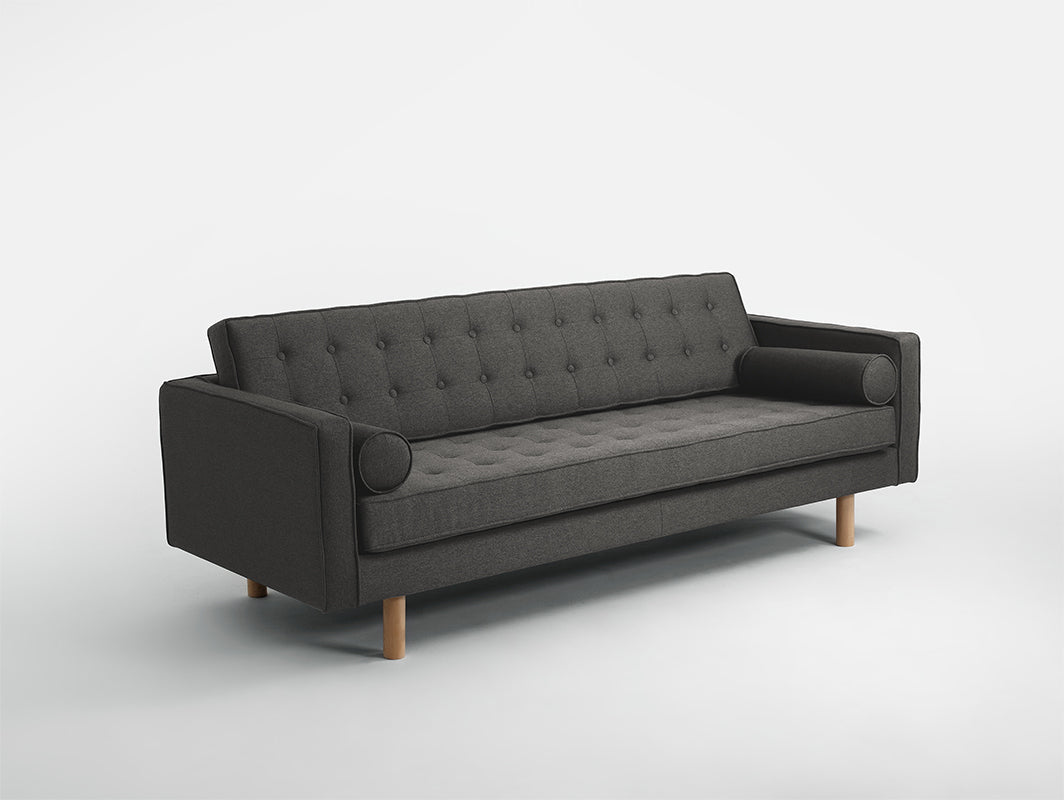 Trivietė sofa TOPIC WOOD - plieninis(et91), natūralus