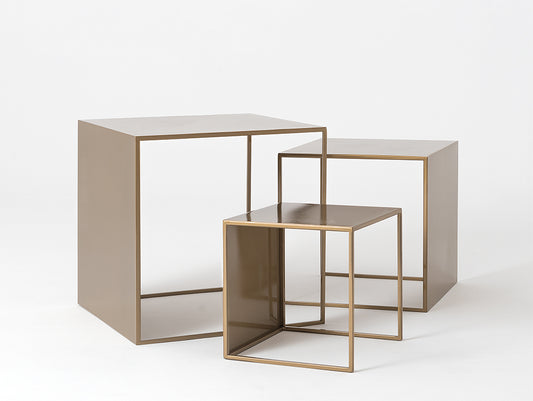 Kavos staliuko komplektas 2 WALL TRIO METAL 35x45x55 - auksinis