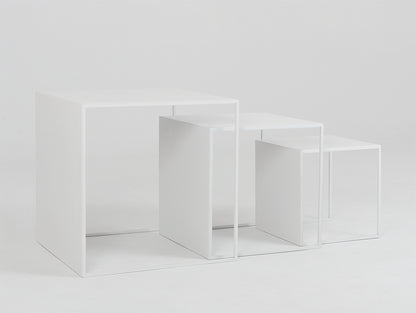 Kavos staliuko komplektas 2 WALL TRIO METAL 35x45x55 - baltas