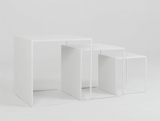 Kavos staliuko komplektas 2 WALL TRIO METAL 35x45x55 - baltas