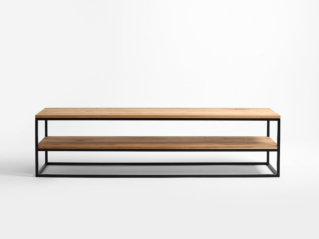 Konsolė JULITA SOLID WOOD 180-2F - ąžuolas, juodas