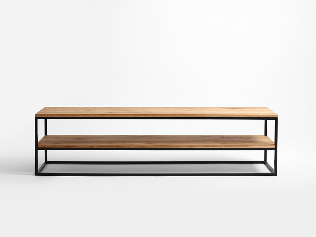 Konsolė JULITA SOLID WOOD 180-2F - ąžuolas, juodas