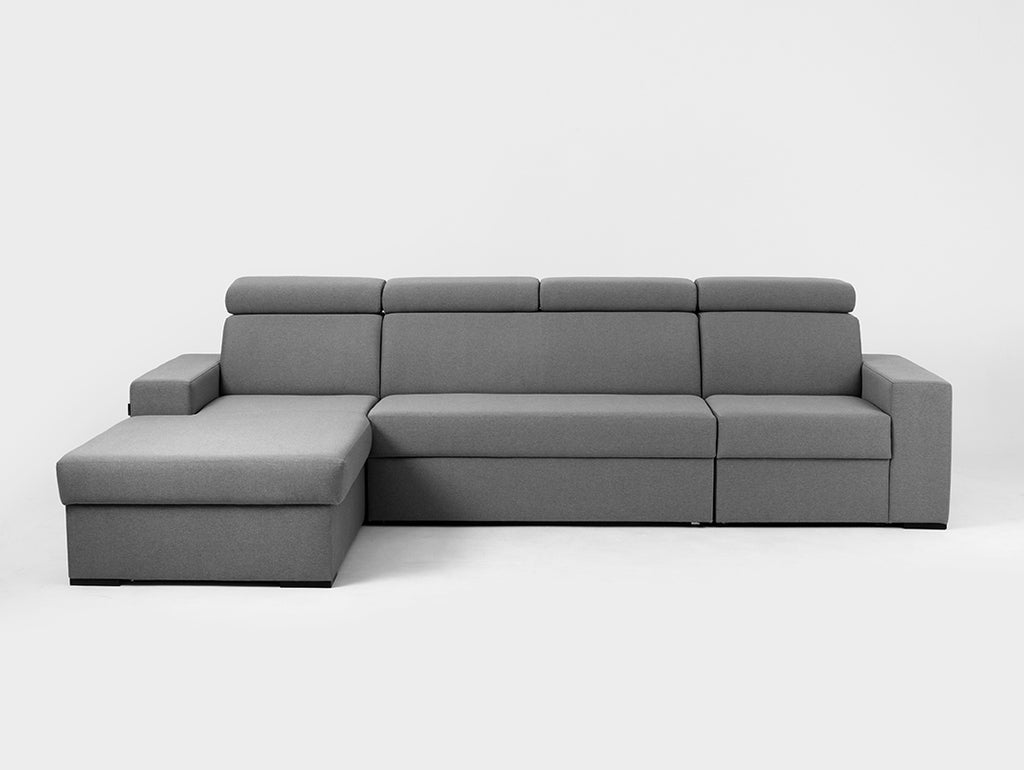 Kampinė sofa-lova 4-vietė ATLANTICA L - plieninė(et91), juoda