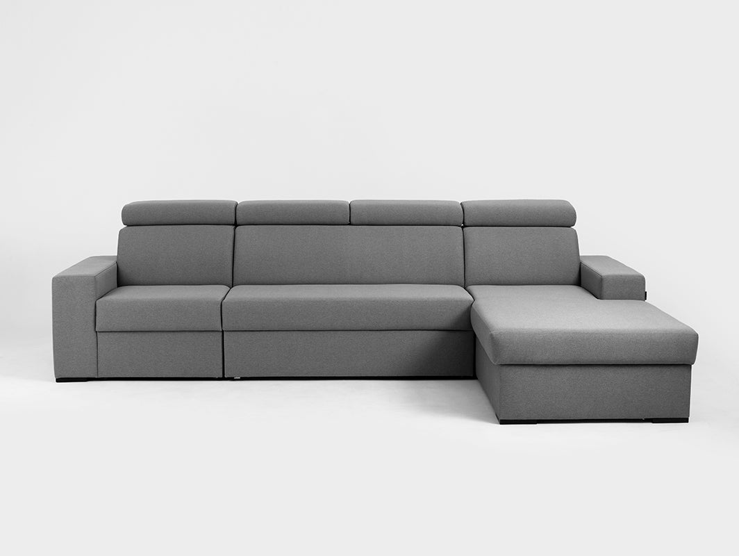 Kampinė sofa-lova 4 vietų ATLANTICA R - plieninė(et91), juoda