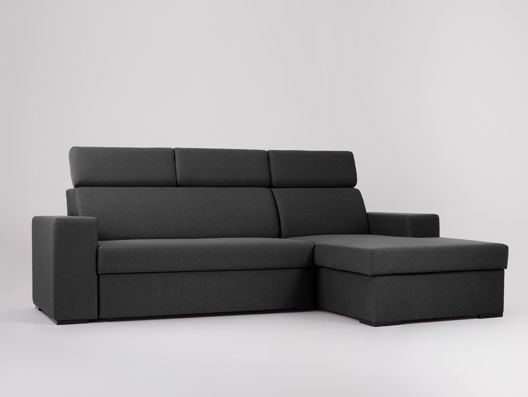 Kampinė sofa-lova ATLANTICA R - anglies(et95), riešutmedžio