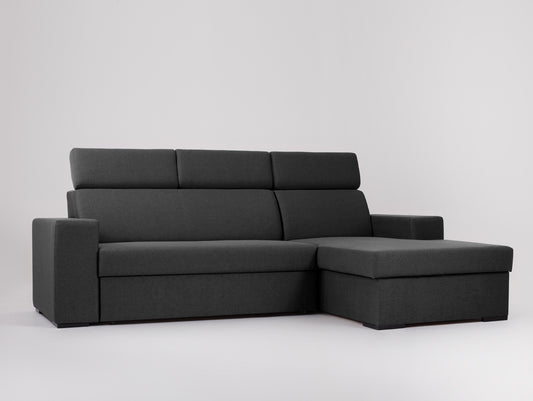 Kampinė sofa-lova ATLANTICA R - anglies(et95), riešutmedžio