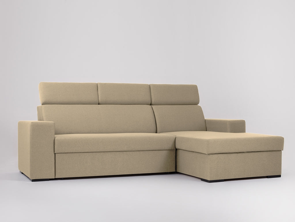 Kampinė sofa-lova ATLANTICA R - smėlio(et22), riešutmedžio