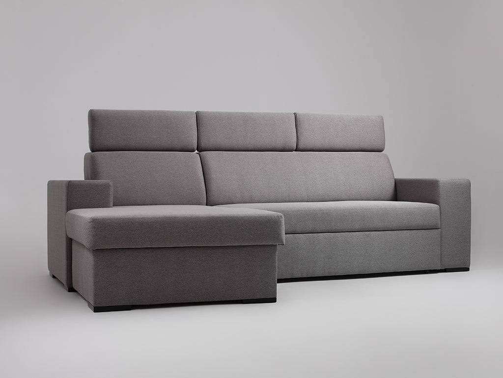 Kampinė sofa-lova ATLANTICA L - plieninis(et91), riešutas