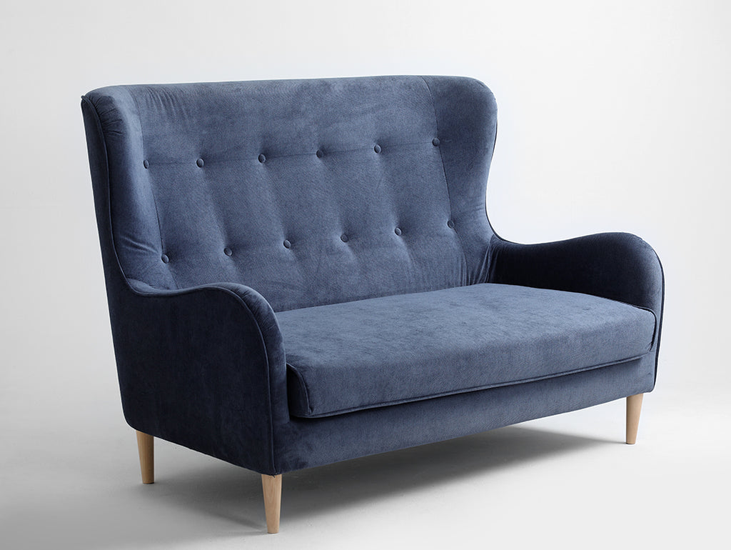 Dvivietė sofa COZYBOY - tamsiai mėlynas dangus(mt13), natūralus