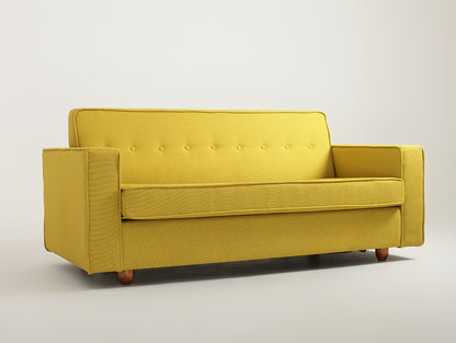 Trivietė sofa ZUGO - ciberžolė(1310), riešutas