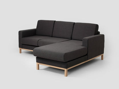 Kampinė sofa su šezlongu 2 vietų SCANDIC R - anglies(et95), natūrali