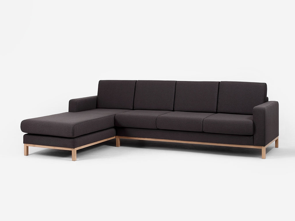 Kampinė sofa su šezlongu 3 vietų SCANDIC L - anglies(et95), natūrali