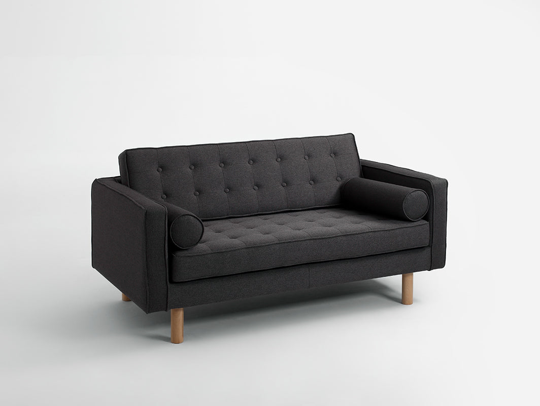 Dvivietė sofa-lova TOPIC WOOD - anglis(et95), natūrali