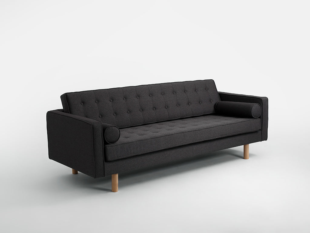 Trivietė sofa-lova TOPIC WOOD - anglis(et95), natūrali