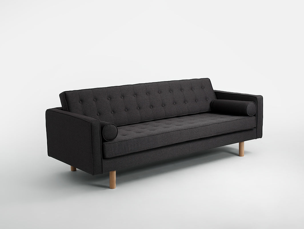 Trivietė sofa-lova TOPIC WOOD - anglis(et95), natūrali