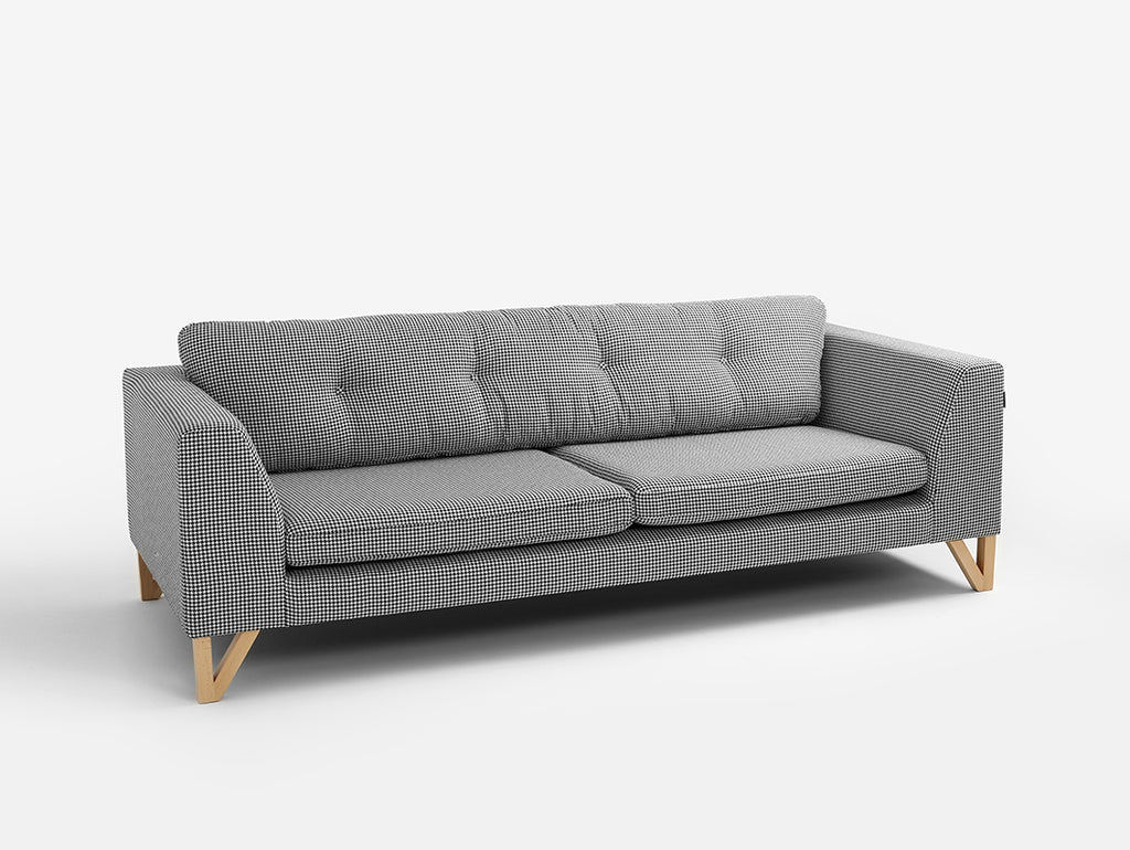Trivietė sofa WILLY - tamsi pepita(ke700), natūrali