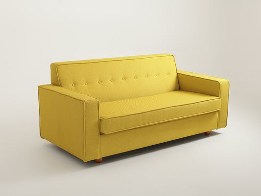 Dvivietė sofa ZUGO - ciberžolė(1310), riešutmedis