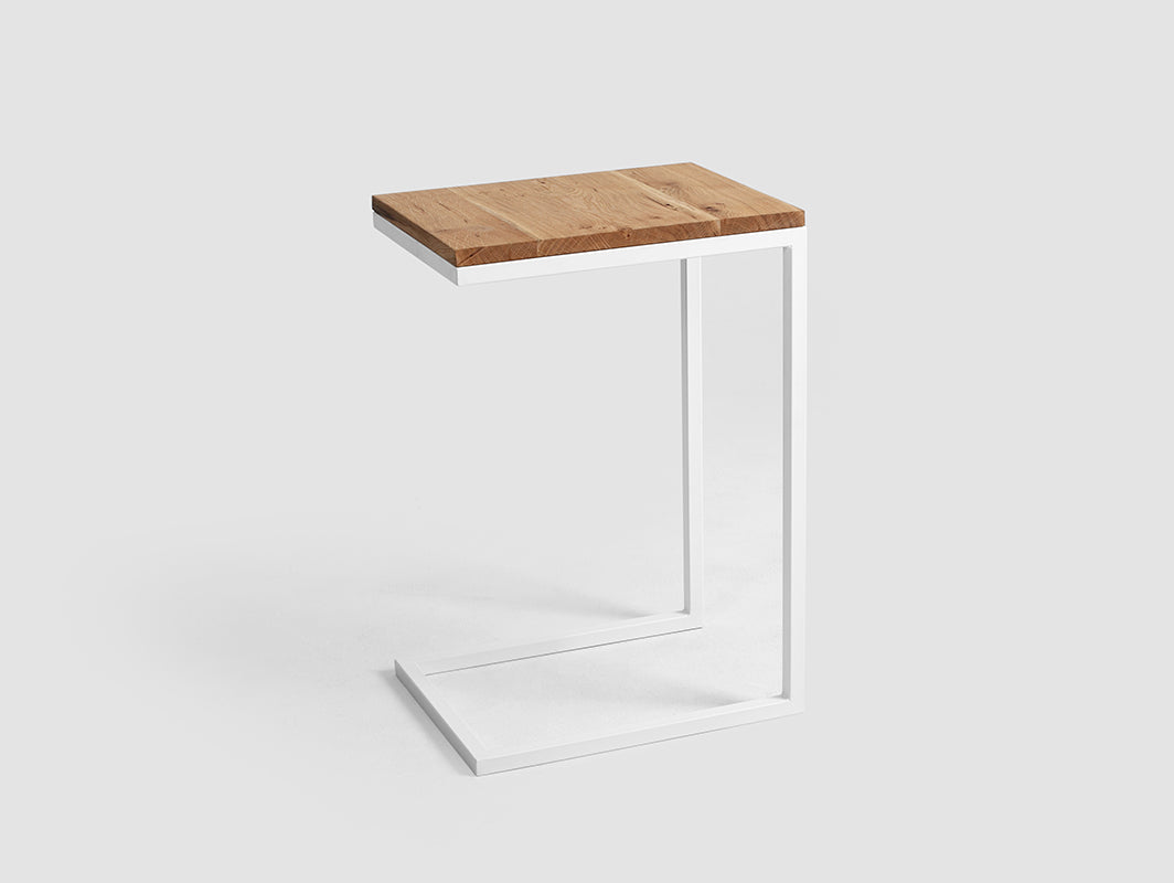 Šoninis staliukas LUPE SOLID WOOD 30 - ąžuolas, baltas