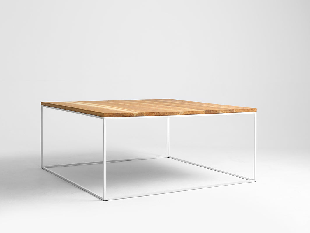 Kavos staliukas TENSIO SOLID WOOD 100x100 - ąžuolas, baltas