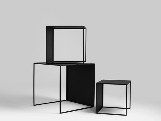 Kavos staliuko komplektas 2 WALL TRIO METAL 35x45x55 - juodas