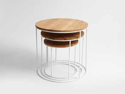 Kavos staliukas TRIOS SOLID WOOD - ąžuolas, baltas