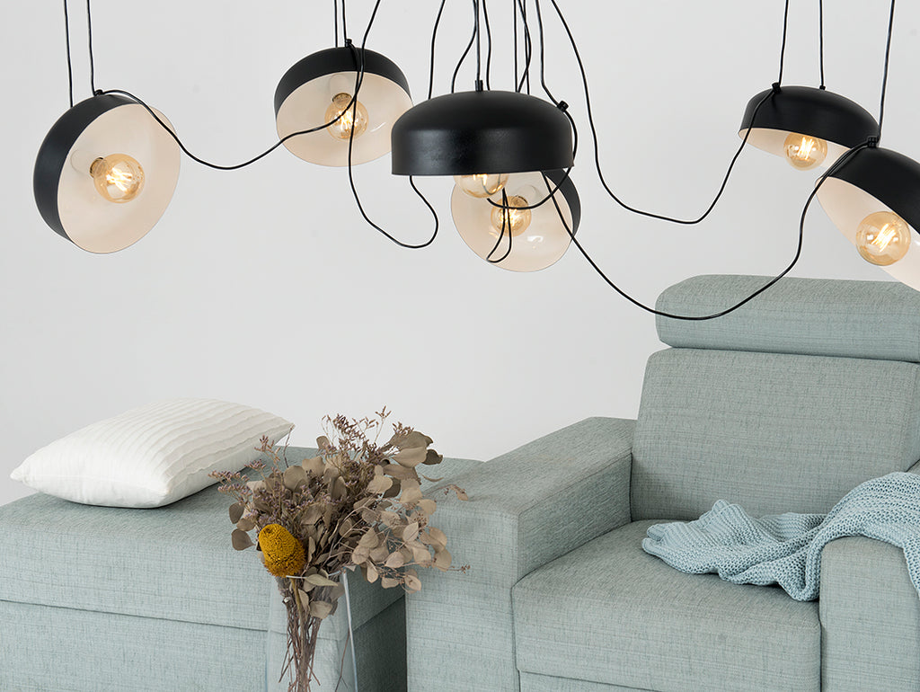 Pakabinamas šviestuvas POPO FLAT L 6 - juodas