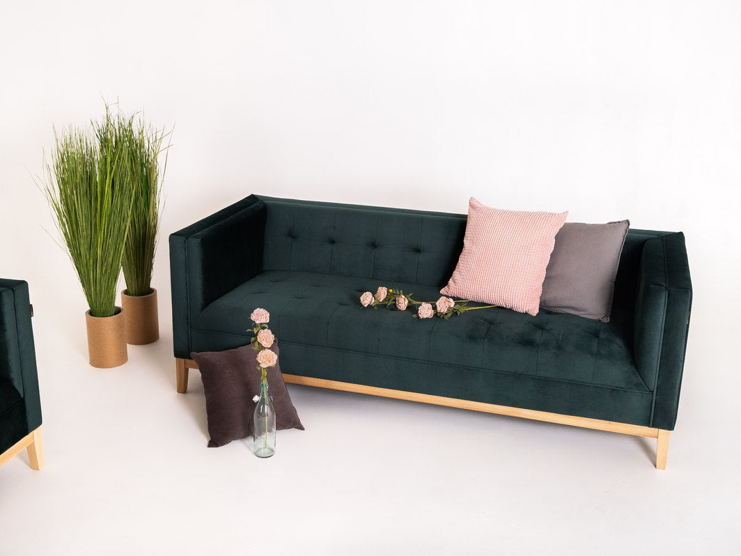 Trivietė sofa by-TOM - avokadas (rv38), natūralus