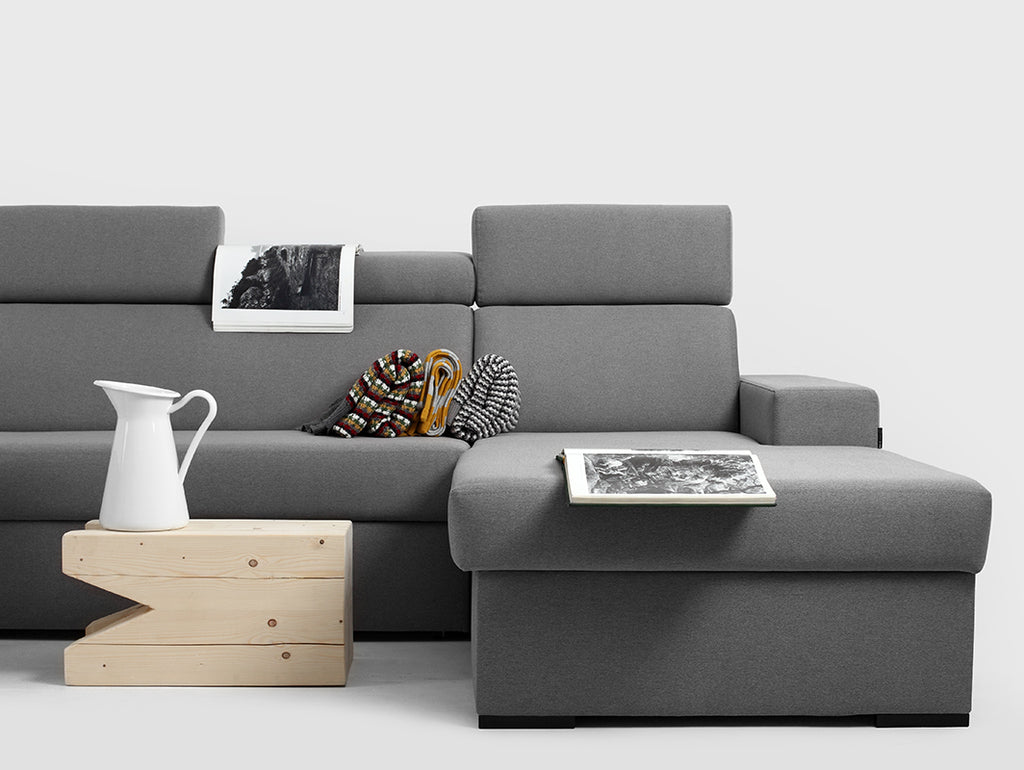 Kampinė sofa-lova 4-vietė ATLANTICA L - plieninė(et91), juoda