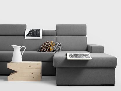 Kampinė sofa-lova 4-vietė ATLANTICA L - plieninė(et91), juoda