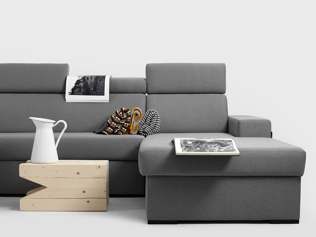 Kampinė sofa-lova 4 vietų ATLANTICA R - plieninė(et91), juoda