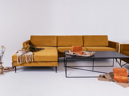 Kampinė sofa VERGAN R - pasifloros vaisius(rv41), juoda