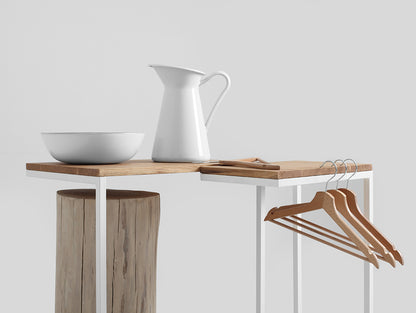 Šoninis staliukas LUPE SOLID WOOD 30 - ąžuolas, baltas