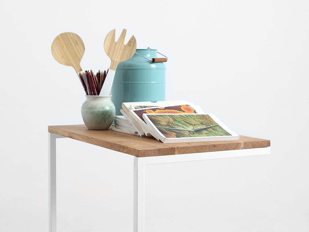 Šoninis staliukas LUPE SOLID WOOD 60 - ąžuolas, baltas