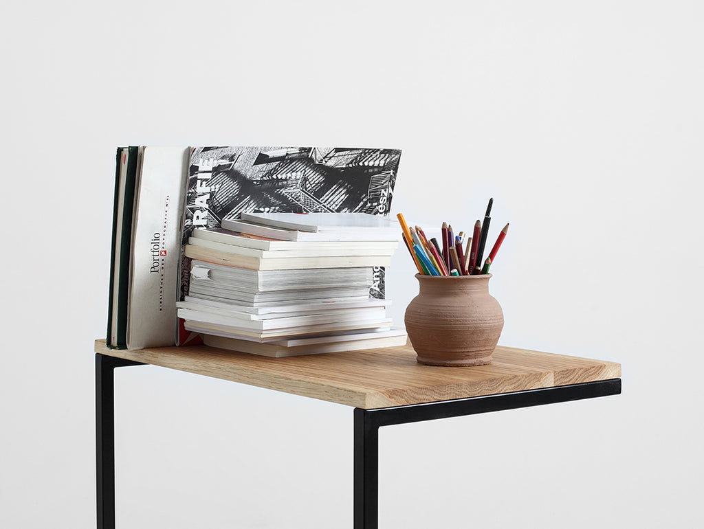 Šoninis staliukas LUPE SOLID WOOD 60 - ąžuolas, juodas