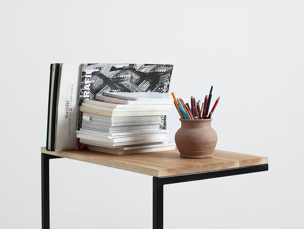Šoninis staliukas LUPE SOLID WOOD 60 - ąžuolas, juodas