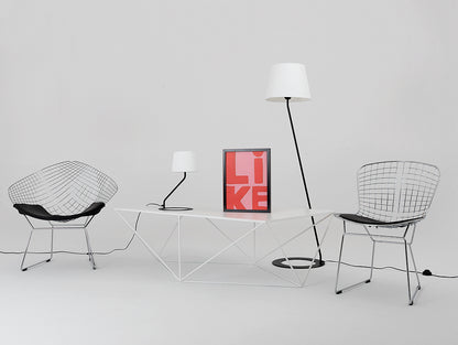 Stalinis šviestuvas SHADE TABLE- baltas gaubtas, juodas