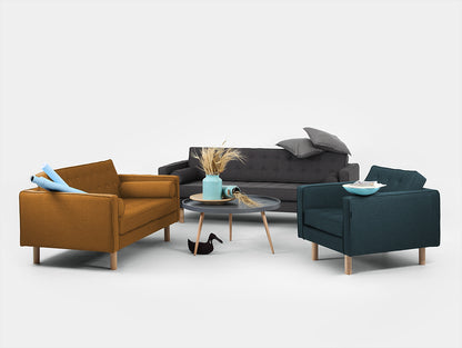 Trivietė sofa TOPIC WOOD - plieninis(et91), natūralus