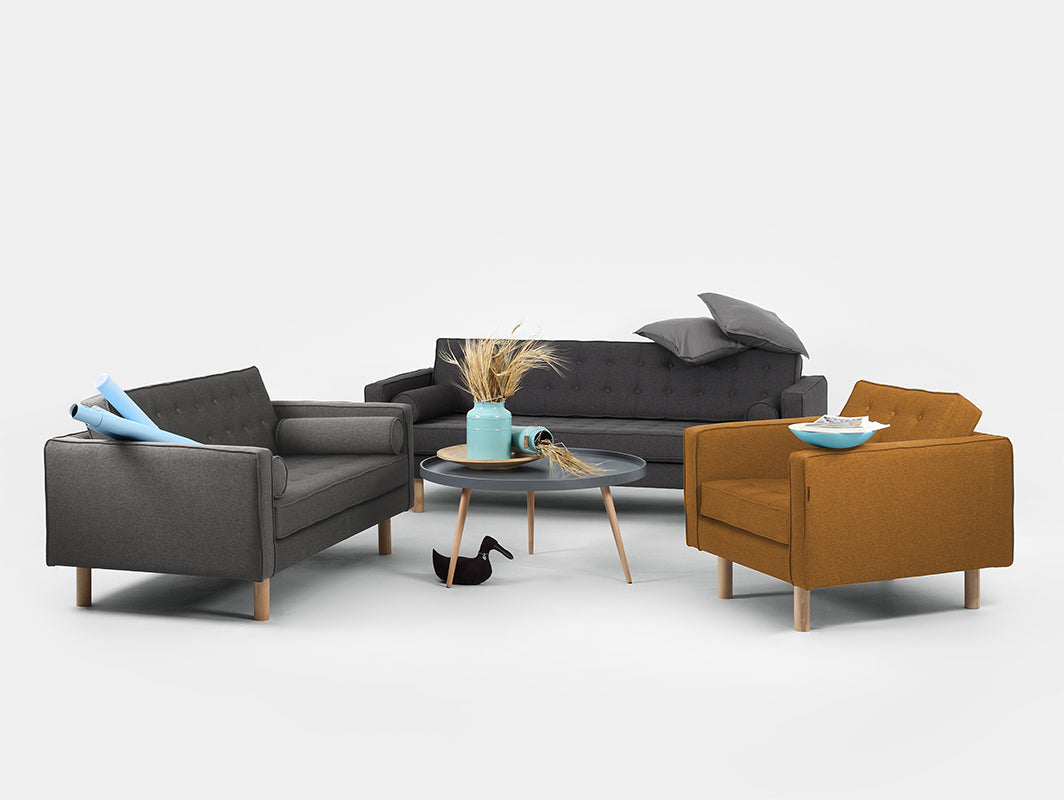 Dvivietė sofa TOPIC WOOD - plieninė(et91), natūrali