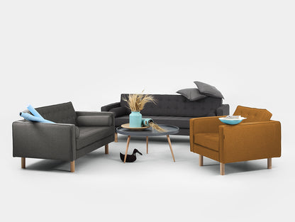 Dvivietė sofa TOPIC WOOD - plieninė(et91), natūrali