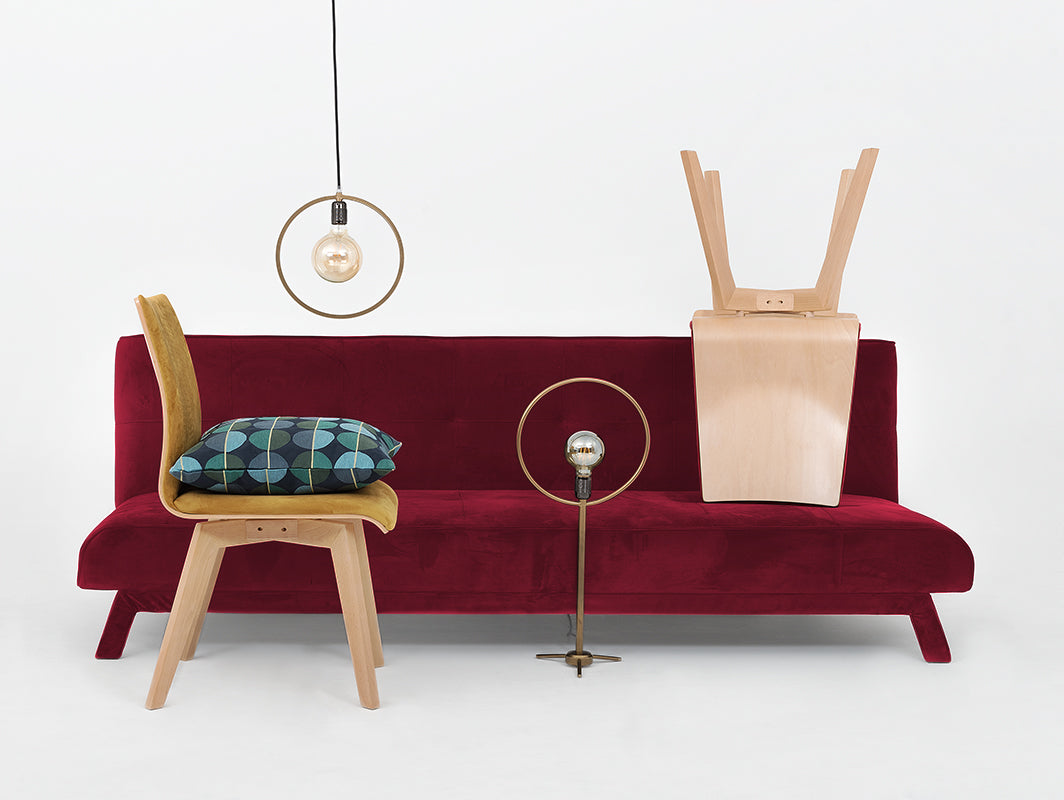 Trivietė sofa-lova MODES L - sultinga spanguolė (rv61)